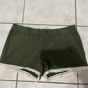 Green lace bottom shorts